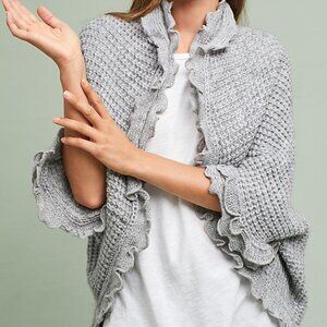 Anthropologie Gray Ruffled Cardigan